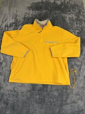 Old Navy Mens XL Yellow 1/4 Zip Fleece Pullover Lightweight Warm